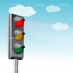 Traffic Lights with Cloudy Sky Background